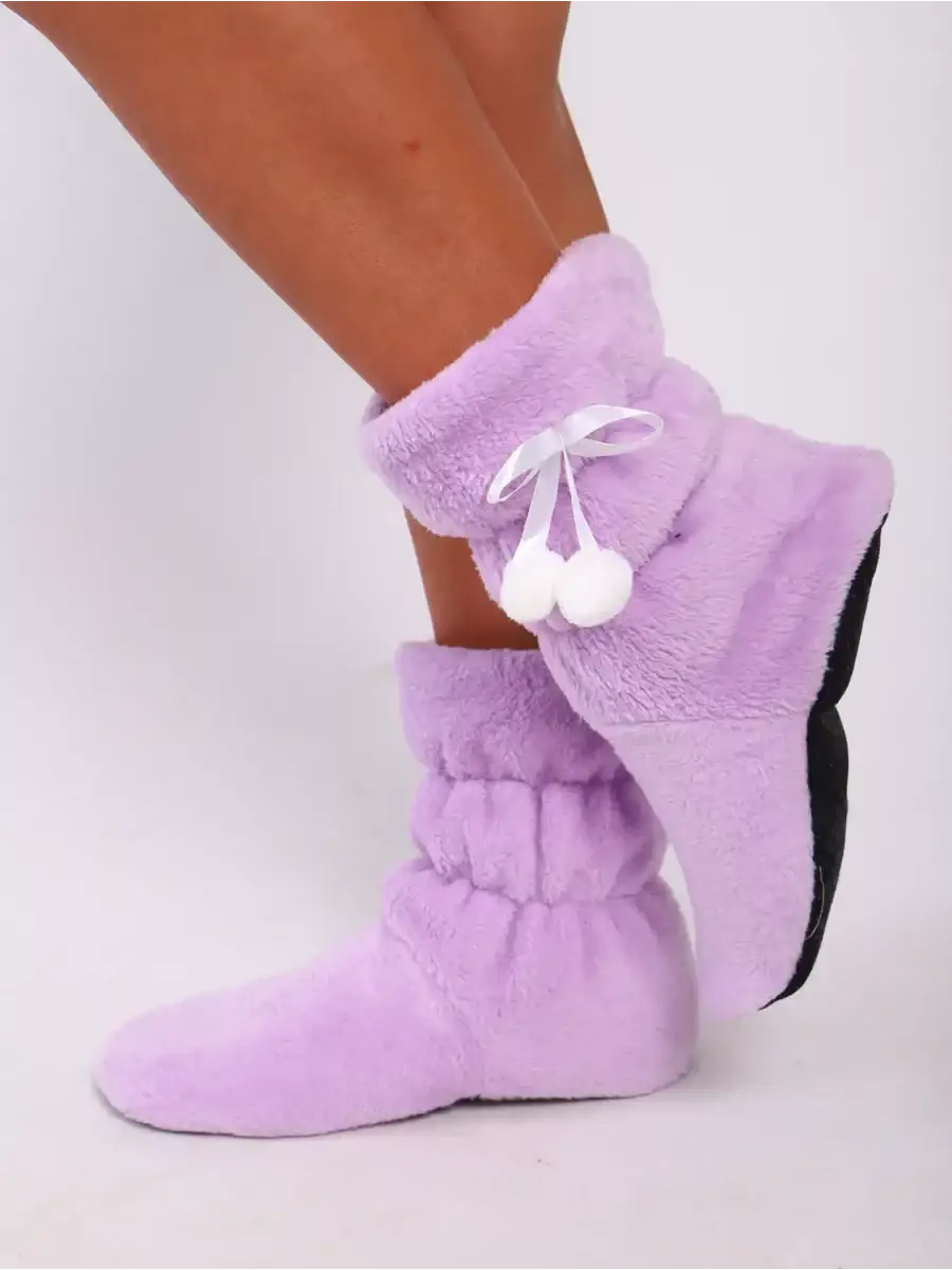 Chausson Chaussette Femme Avec Semelle Rose / Taille Universelle