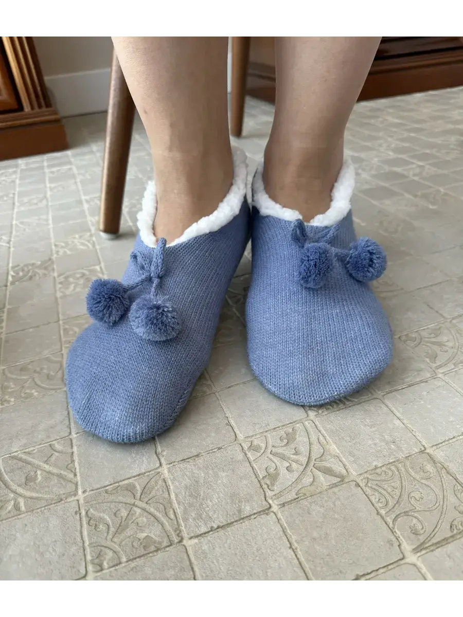 Chausson Pompon Bleu / Taille Universelle