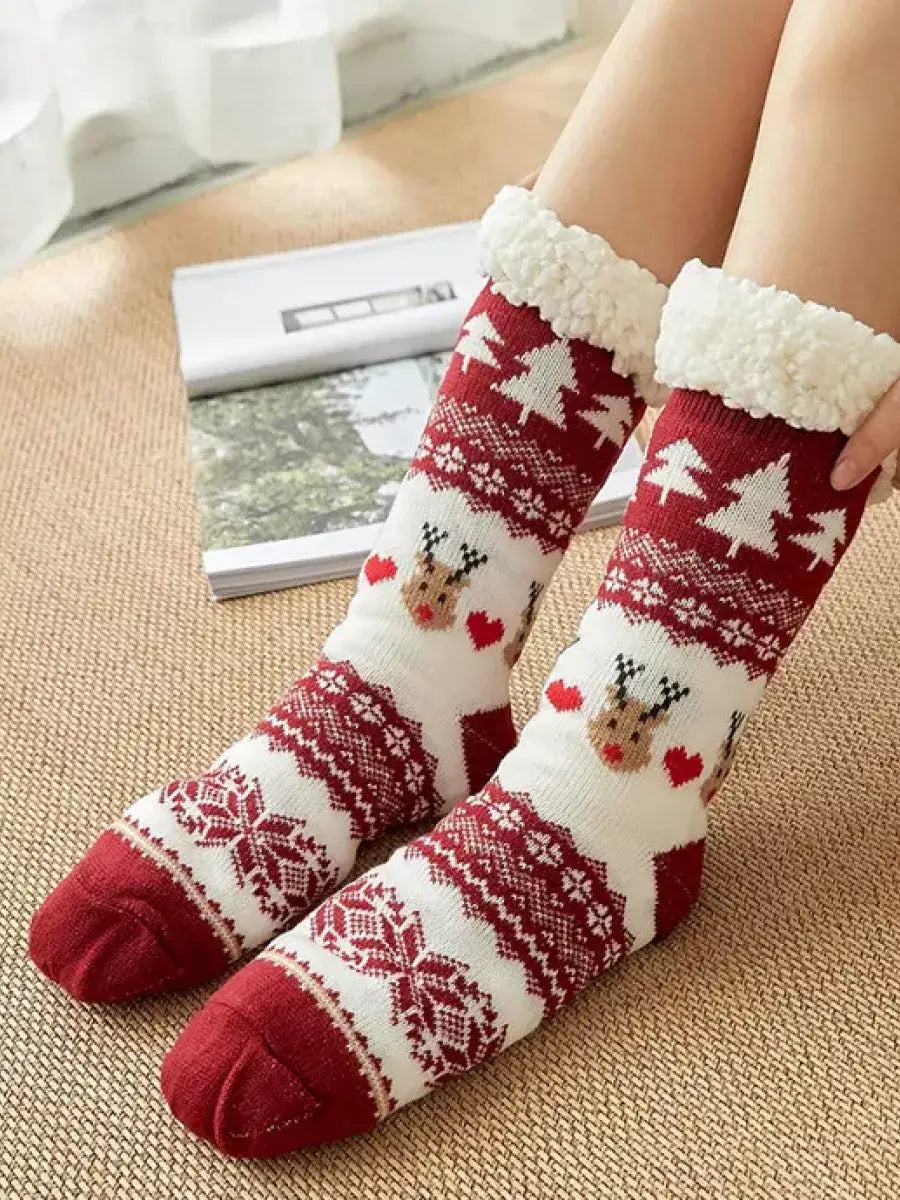 Chausson Renne De Noël Rouge / Taille Universelle