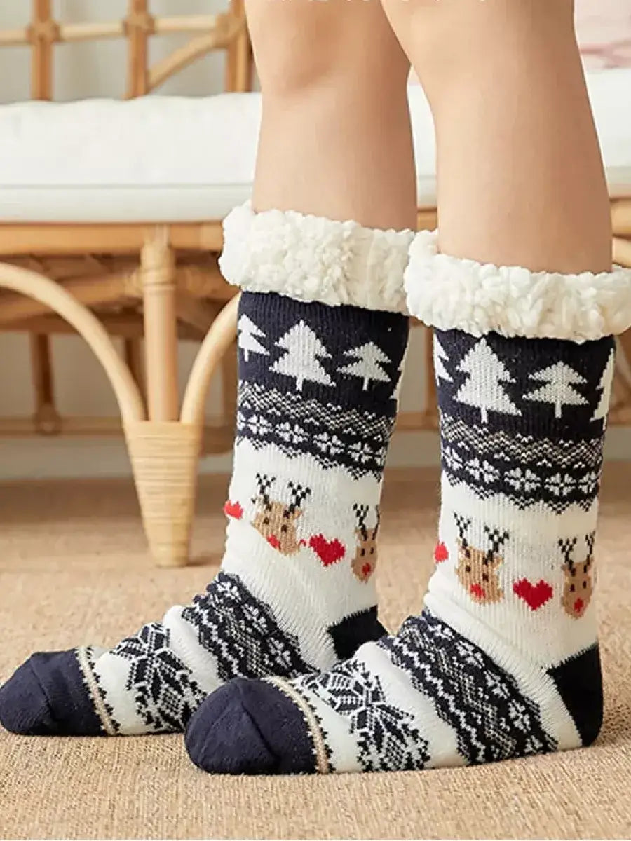 Chausson Renne De Noël Noir / Taille Universelle