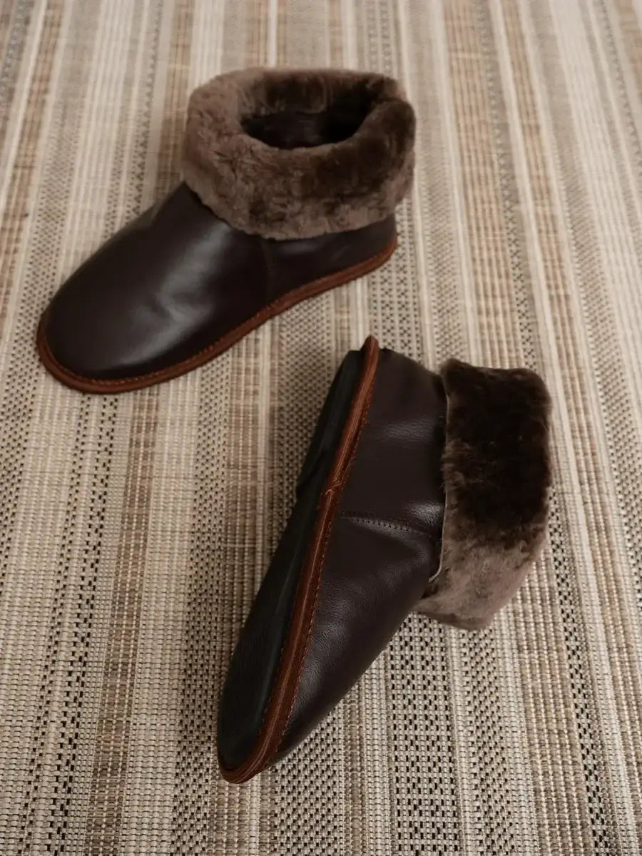 Chaussons Fourrés Cuir