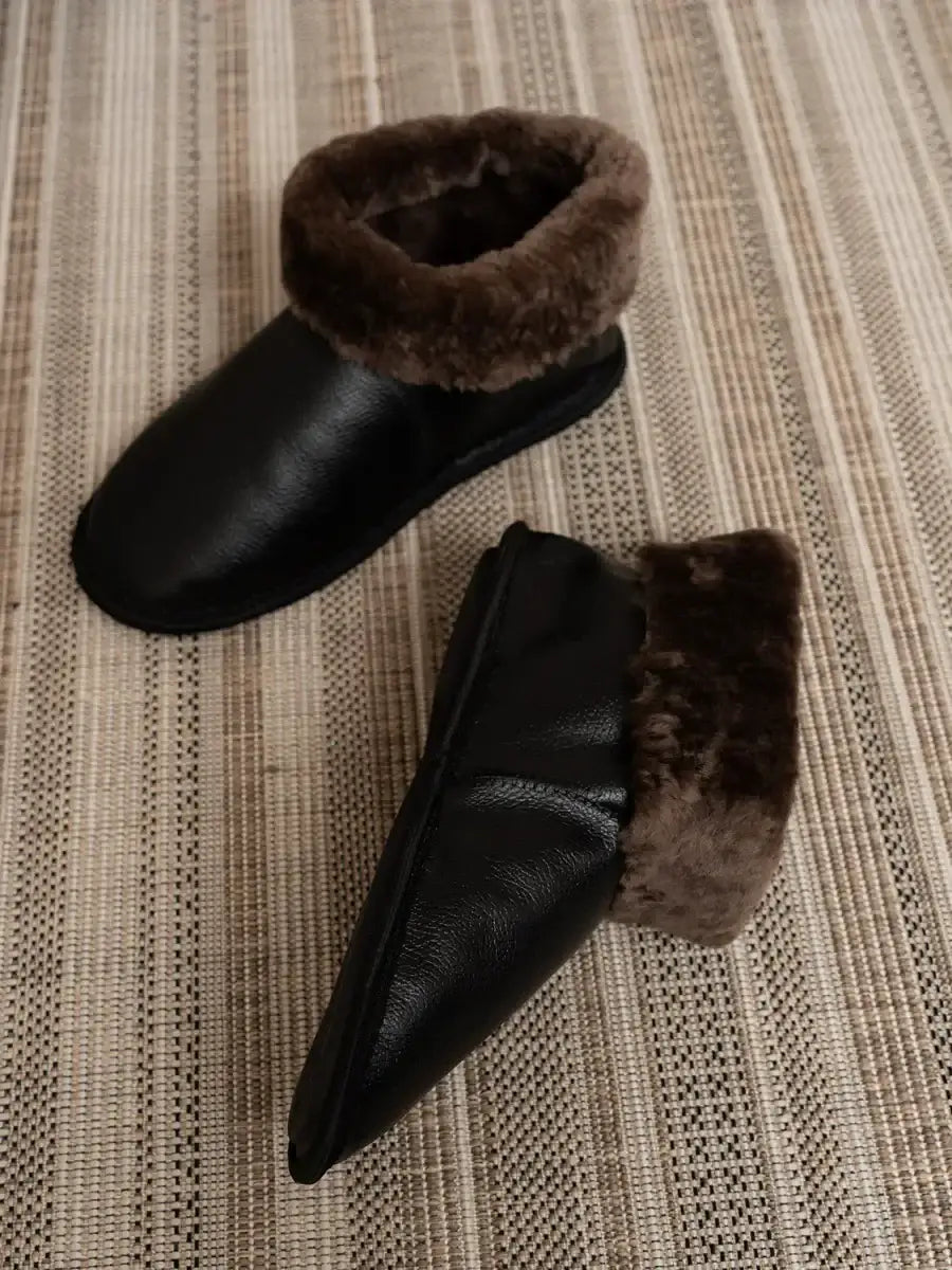Chaussons Fourrés Cuir