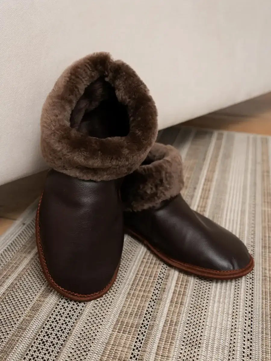 Chaussons Fourrés Cuir