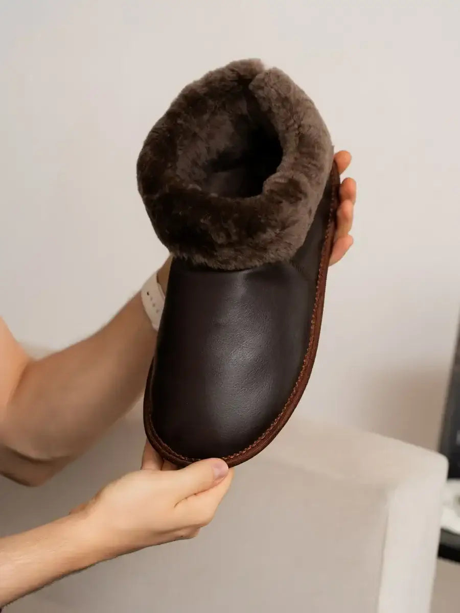 Chaussons Fourrés Cuir
