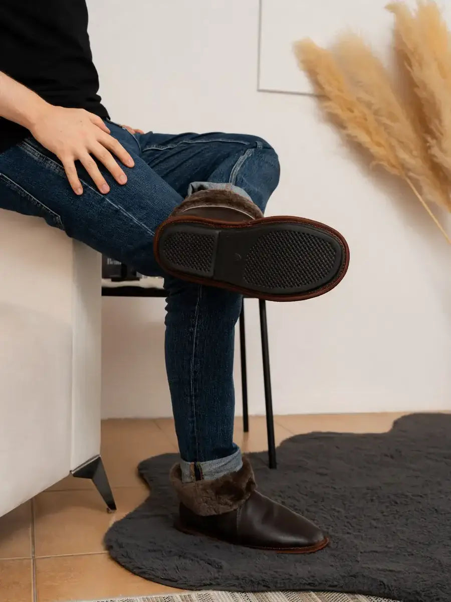 Chaussons Fourrés Cuir