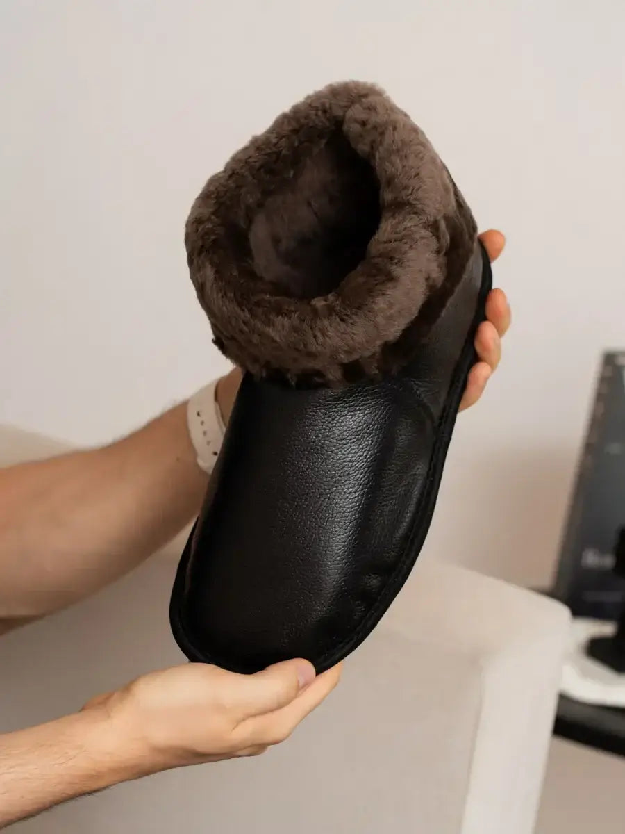 Chaussons Fourrés Cuir