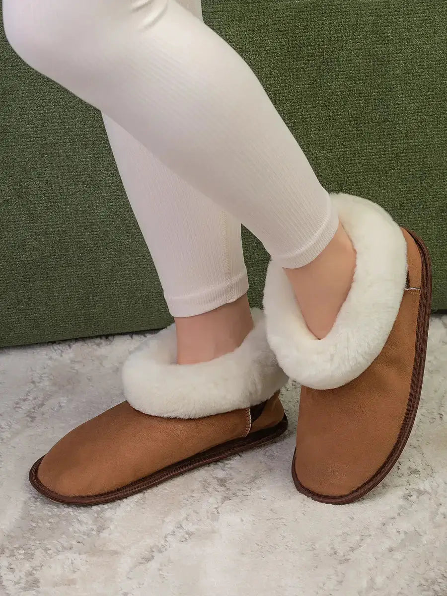 Chaussons Fourrés Mouton Femme Brun / 35