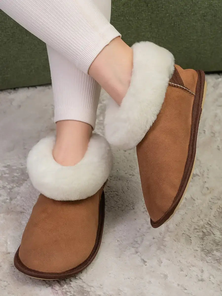Chaussons Fourrés Mouton Femme