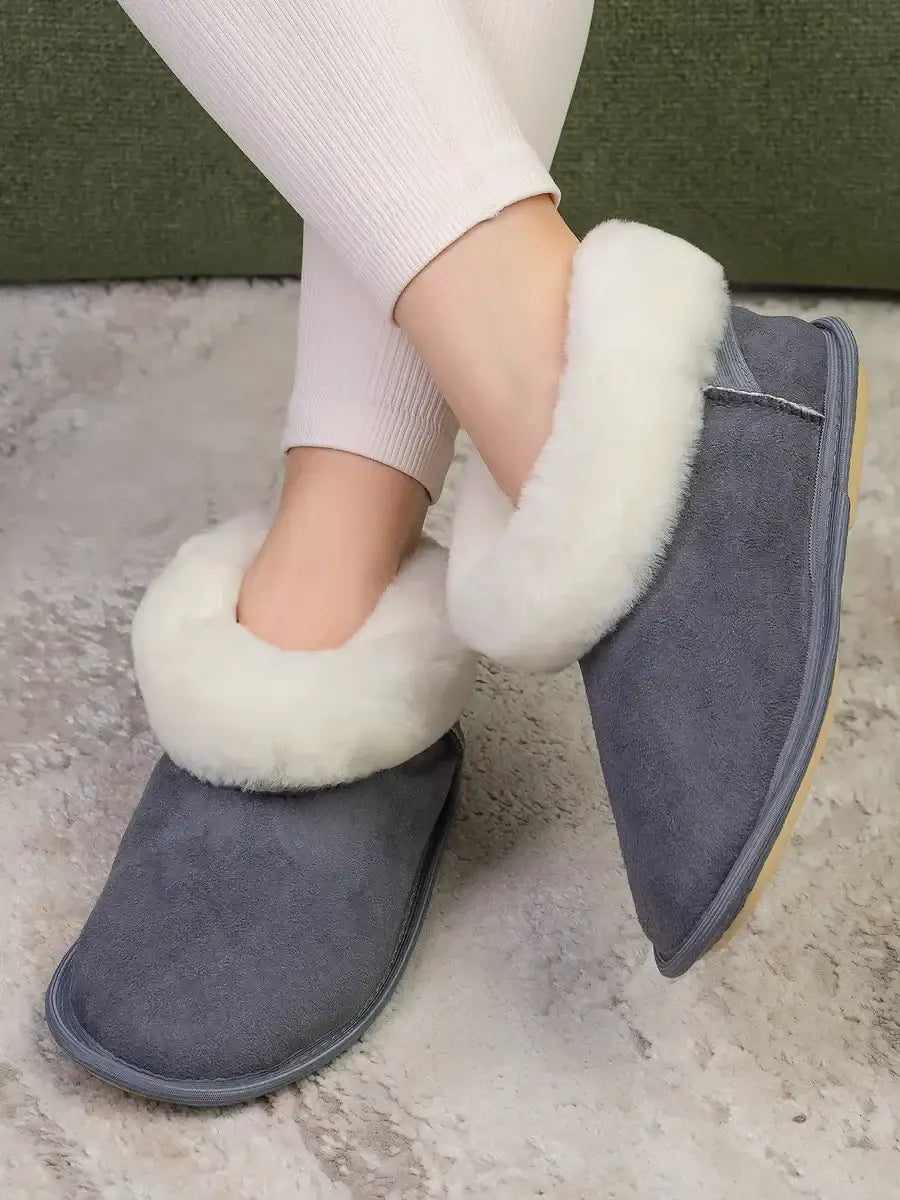 Chaussons Fourrés Mouton Femme Gris / 35