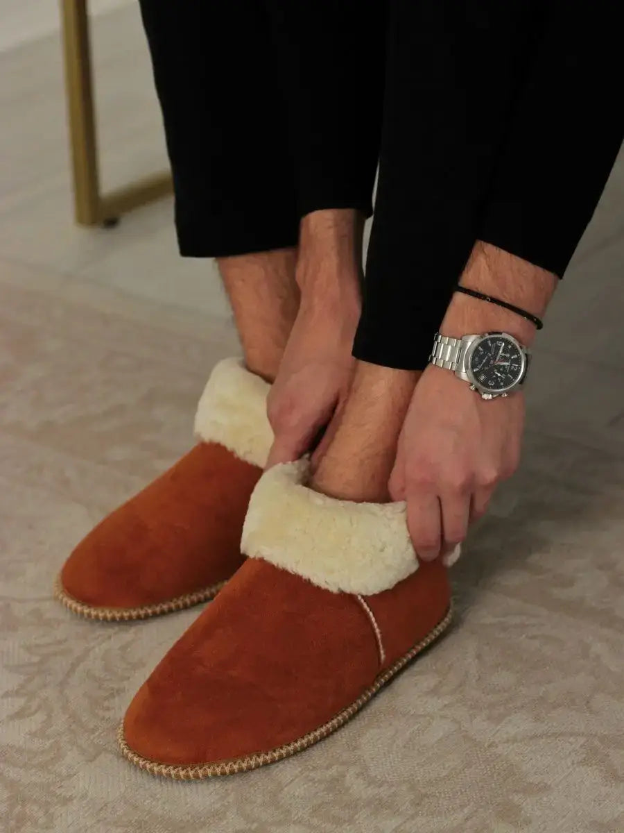 Chaussons Fourrés Mouton Homme Brun / 40