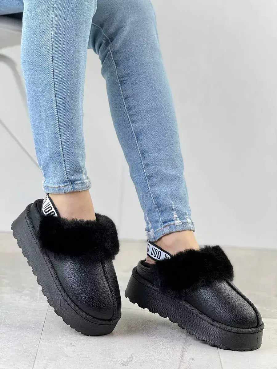 Chaussons Mocassins Fourrés Femme Noir / 35